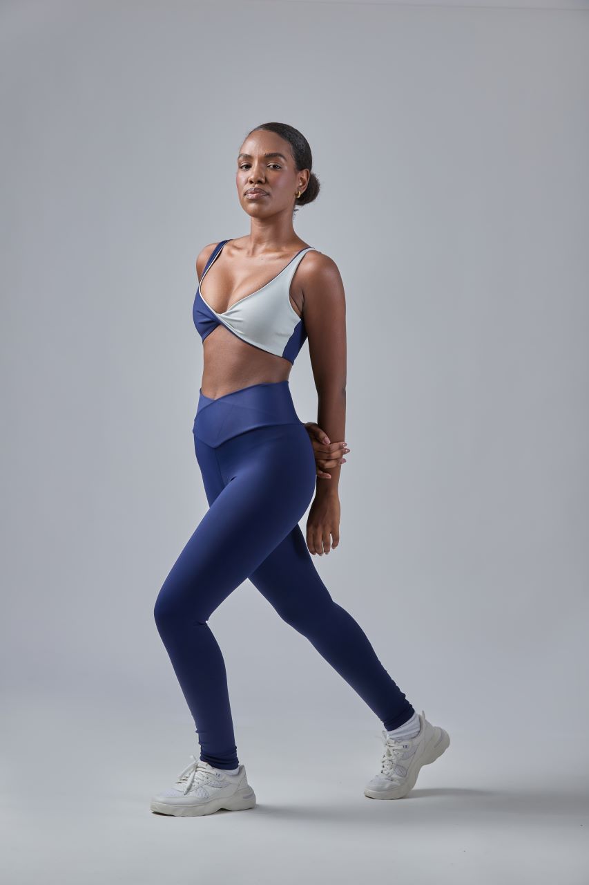 High-Waist Legging Blue and Silver