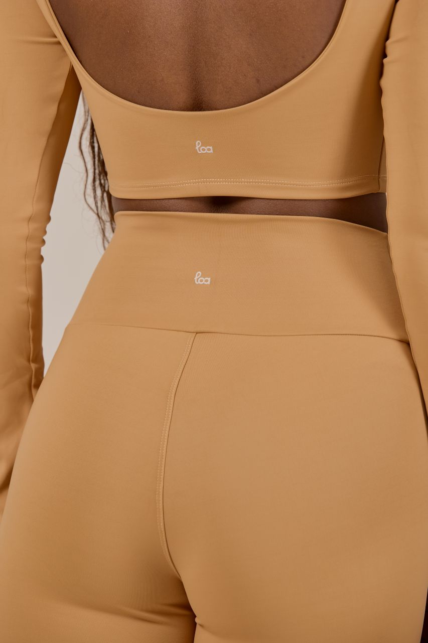 High-Rise Flare Leggings Beige