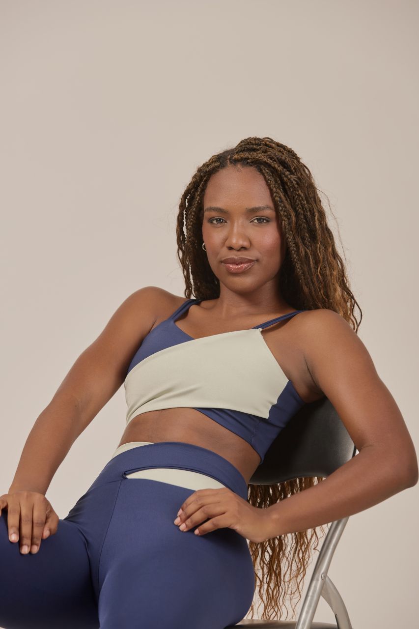 High-End Classic Fit Top Blue and Silver