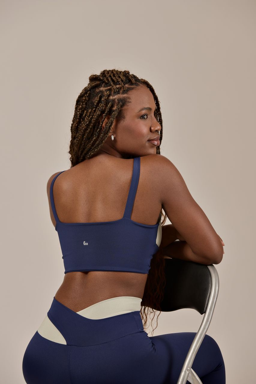 High-End Classic Fit Top Blue and Silver