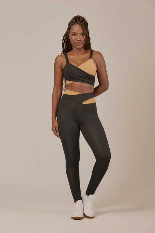 High-Waist Legging Black and Beige