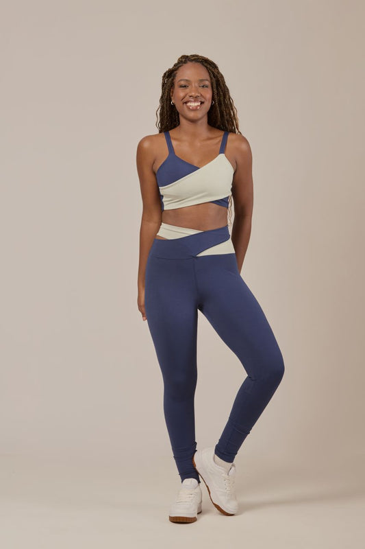 High-Waist Legging Blue and Silver